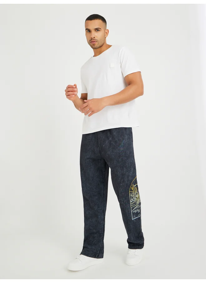 Styli Styli Placement Print Acid Wash Oversize Joggers