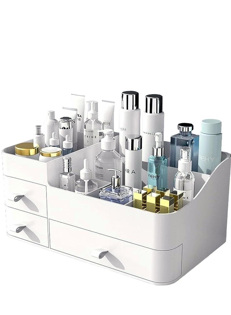 يواوليتي منظم مكياج، منظم عطور، منظم مكياج مع درج، منظم أنيق للحمام، غرفة النوم، مستلزمات المكتب (أبيض) - Image 2