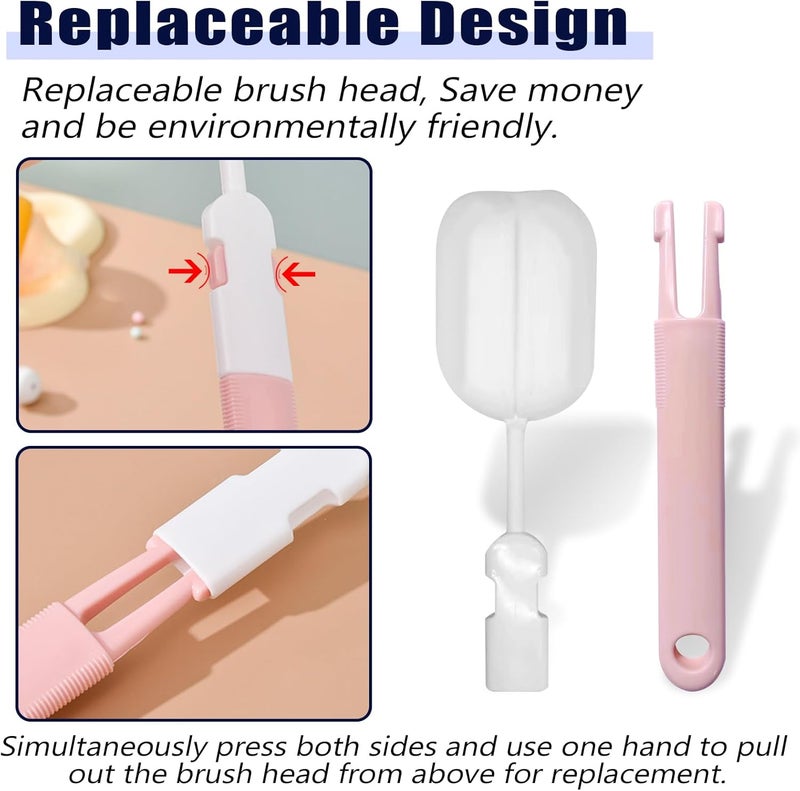 INVODA Spong Bottle Brush 5PCS Cup Brushes Sponge Baby Bottle Brushes Long Handle Cup Scrubber Brush Portable Sponge Cleaning Brush 5 PCS - Image 3