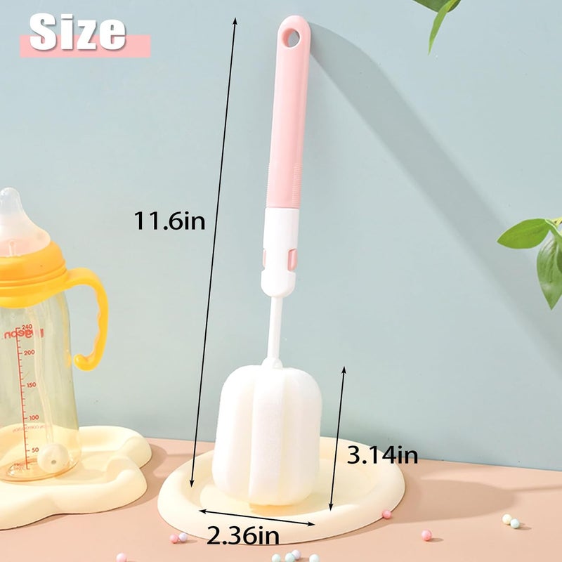 INVODA Spong Bottle Brush 5PCS Cup Brushes Sponge Baby Bottle Brushes Long Handle Cup Scrubber Brush Portable Sponge Cleaning Brush 5 PCS - Image 2