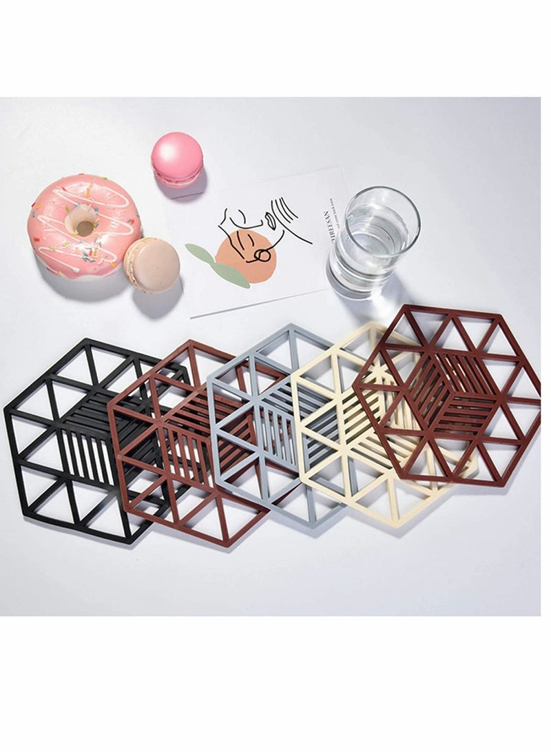 KASTWAVE Silicone Pot Holders Pads, Silicone Table Mats, Non-Slip Pot Holder Coasters Cup Mat, for Kitchen Cooking and Dining Table, Pad Hot Pads, Spoon Rest 6PCS (Gray) - Image 5