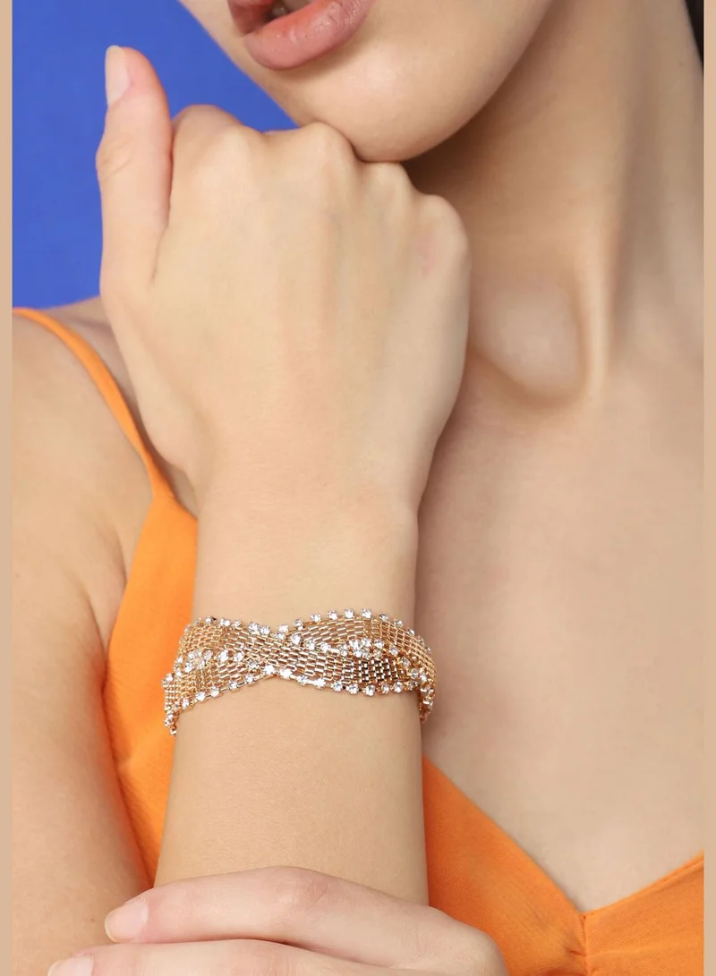 SOHI Gold Plated Party Rhinestones Bracelet For Women