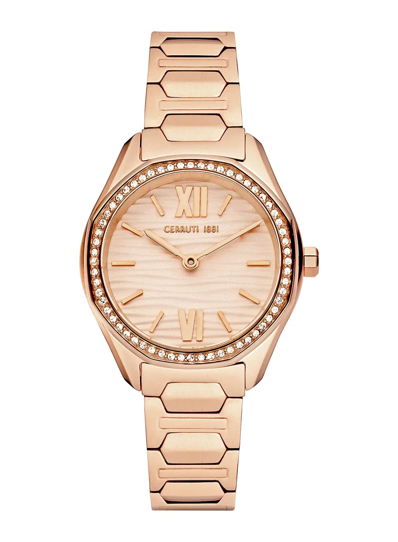 شيروتي 1881 ساعة بريتانيا نسائية بعقارب قطر  مم وسوار من الستانلس ستيل باللون الذهبي الوردي