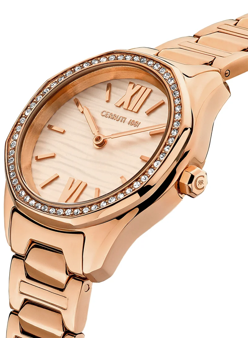 شيروتي 1881 ساعة بريتانيا نسائية بعقارب قطر  مم وسوار من الستانلس ستيل باللون الذهبي الوردي