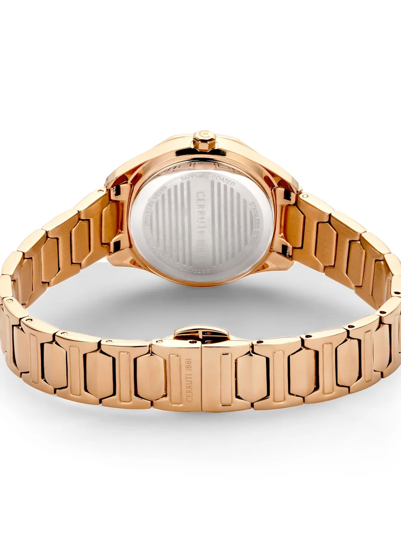 CERRUTI 1881 Bretagna Rose Gold Dial Stainless Steel Bracelet Analog Watch for Women, 30mm