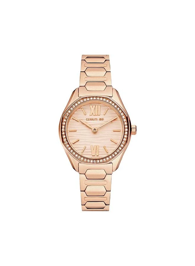 CERRUTI 1881 Bretagna  30mm Women's Analog Watch with Rose Gold Stainless Steel Bracelet