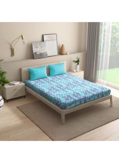 Wakefit Wakefit Bedsheet for King Size, Bedsheet for Double Bed King Size, Elastic Bedsheets for King Size Bed, 144 TC 100% Cotton with 2 Pillow Covers (Elastic Fitted Sheet 78x72 : Seher)  - Image 1