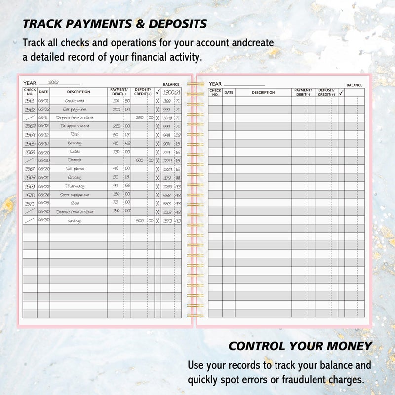 snootion Accounting Ledger Book - A5 Check Register for Small Businesses & Personal Use, Account Book for Tracking Money, Expenses, Deposits & Balance, 5.8" x 8.6" (Black) - Image 3