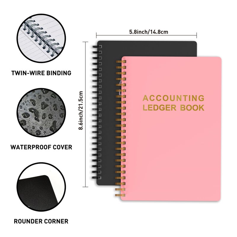 snootion Accounting Ledger Book - A5 Check Register for Small Businesses & Personal Use, Account Book for Tracking Money, Expenses, Deposits & Balance, 5.8" x 8.6" (Black) - Image 2