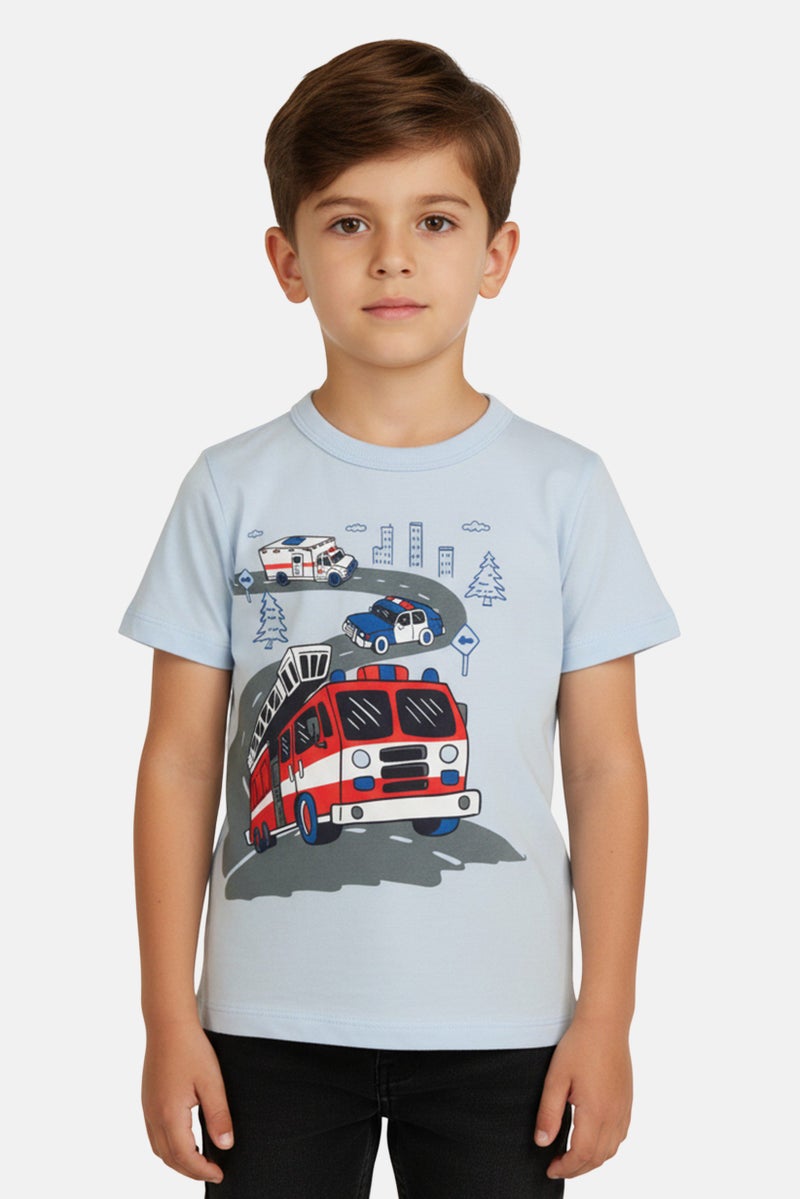 The Children's Place Toddlers Boy Short Sleeve Graphic Print T-Shirt, Sky Blue - Image 1