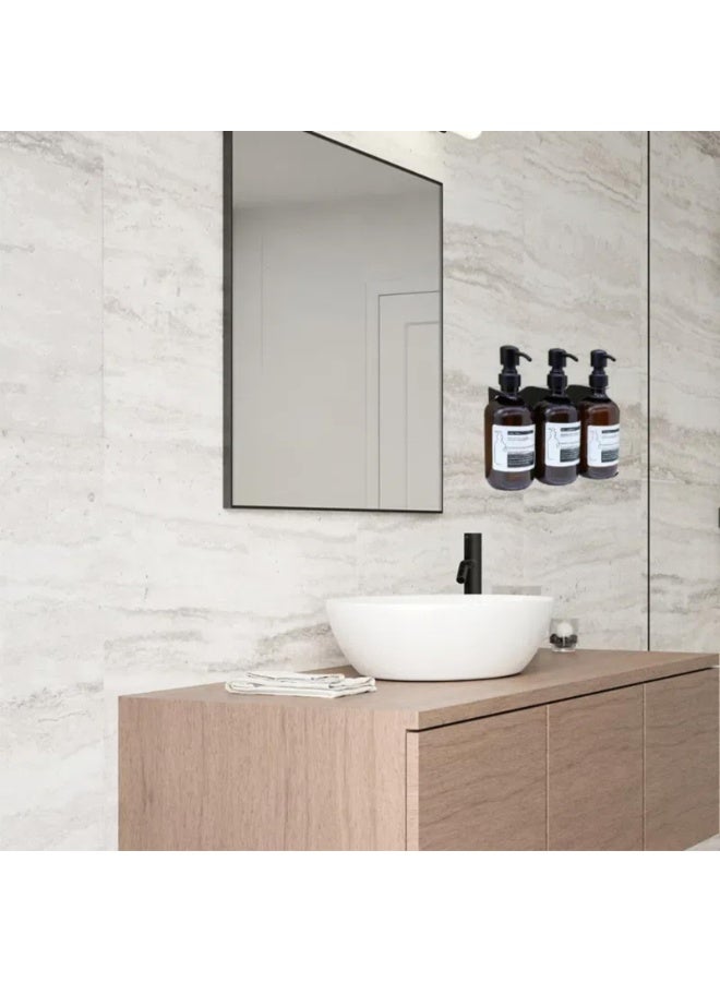 Shampoo Dispenser for Shower Wall Mount - Drill Free Shampoo and Conditioner Dispenser Set with Labels | 3 Amber Shower Shampoo Dispenser 3 Chamber Black Soap Pump Dispenser (Color : B - Image 2