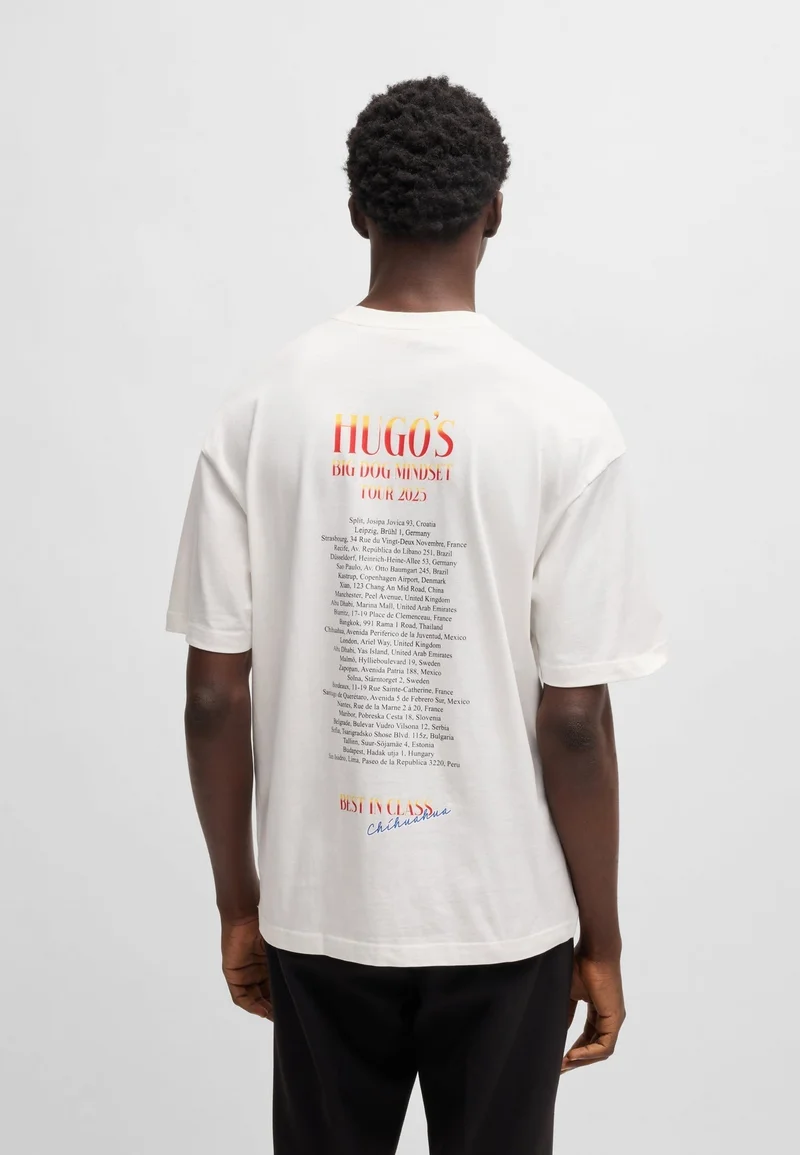 HUGO Oversized-fit T-shirt in cotton with dog graphics