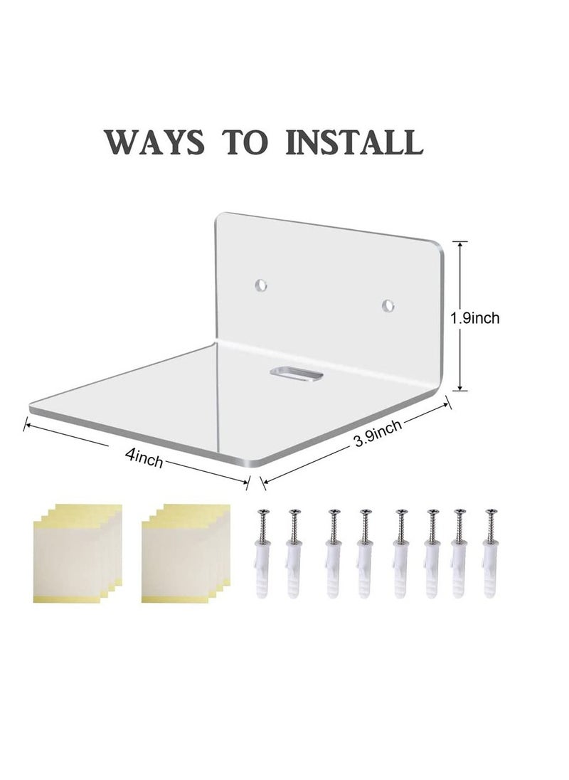 SYOSI - 4 Pack Small Wall Shelf, 4'' Acrylic Wall Shelves Display Ledges for Storage & Decoration, Small Floating Shelf for Wall with 2 Types of Installation (Adhesive or Screw) - Image 1