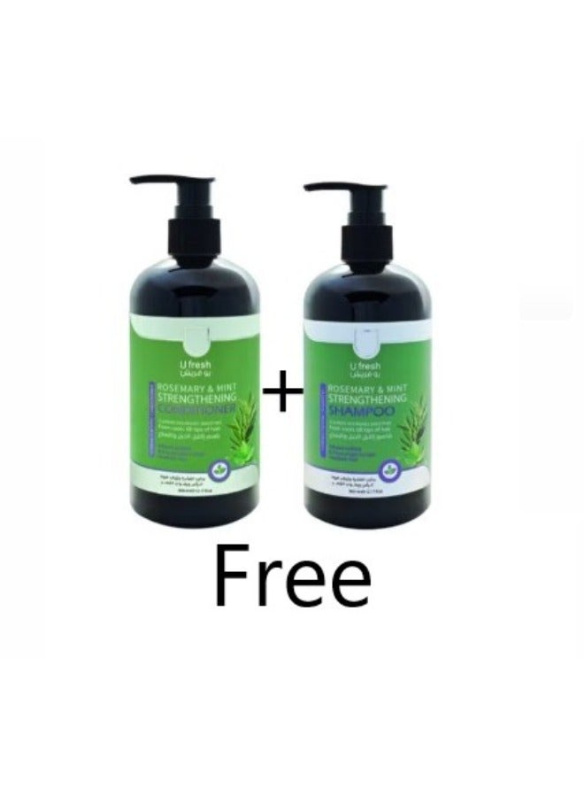 U fresh Rosemary And Mint Strengthening Shampoo + Organics Rosemary And Mint Strengthening Conditioner  - Image 1