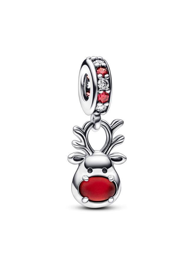 PANDORA Red Nose Reindeer Murano Dangle Charm - Image 1