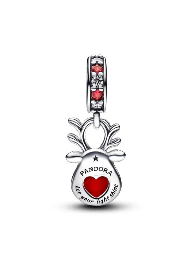 PANDORA Red Nose Reindeer Murano Dangle Charm