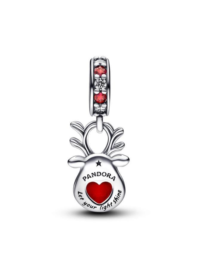 PANDORA Red Nose Reindeer Murano Dangle Charm - Image 2