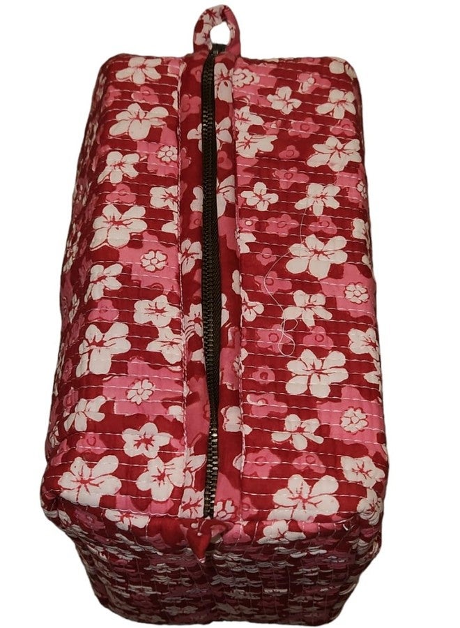 Eddika Quilted Hand Block Printed Cotton Multipurpose Extra Large Cosmetic Bags for Storage, Travel Kit, Makeup Pouches,Toiletry Bag eeltpcb08 - Image 5