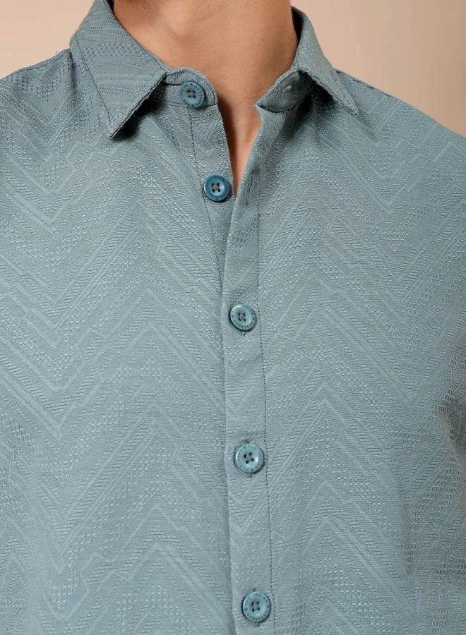 The Indian Garage Co Men Relaxed Fit Solid Full Sleeves Cutaway Collar Resort Wear Shirt