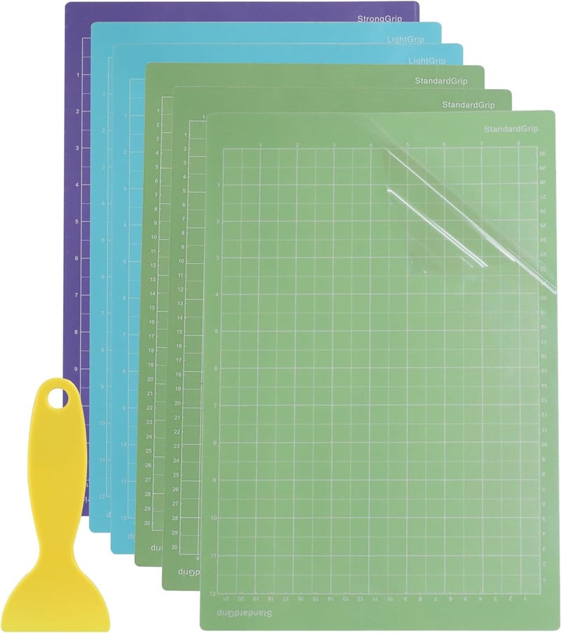 Moicstiy 6 Pcs Cutting Mat, 8.5x12Inch Reusable Adhesive Cutting Mats with Protective Film for Crafts, Cardstock, Iron On, Vinyl (Blue&Green&Purple) - Image 1