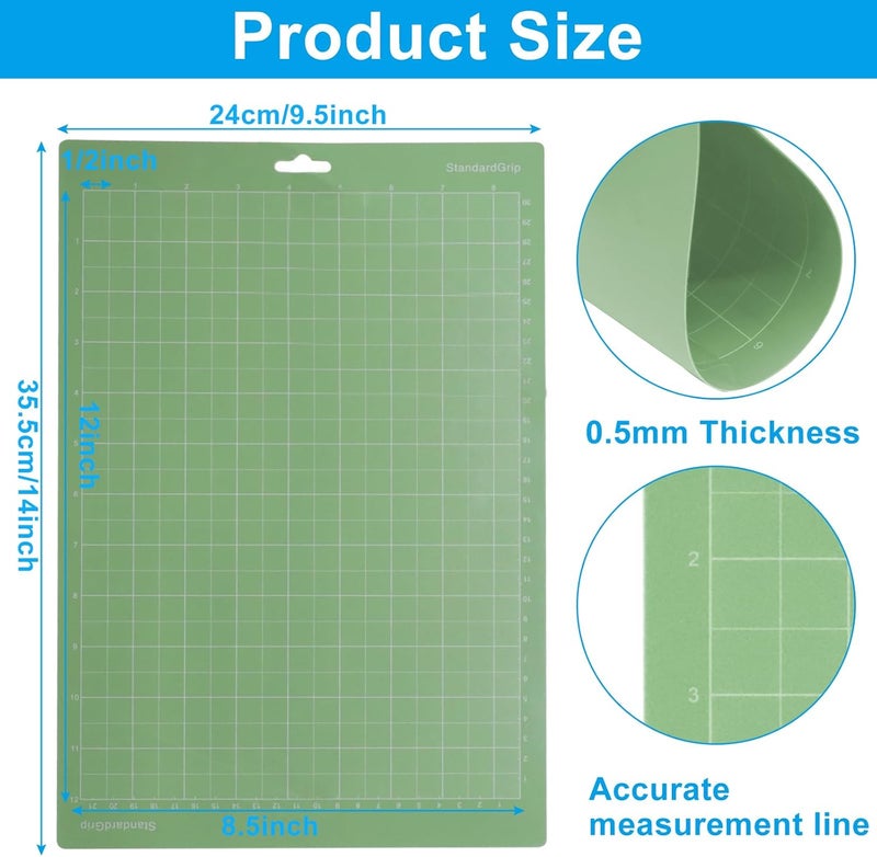 Moicstiy 6 Pcs Cutting Mat, 8.5x12Inch Reusable Adhesive Cutting Mats with Protective Film for Crafts, Cardstock, Iron On, Vinyl (Blue&Green&Purple) - Image 3