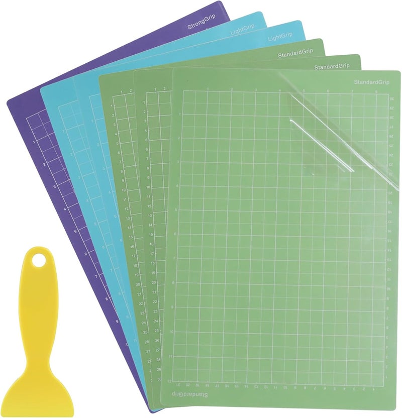 Moicstiy 6 Pcs Cutting Mat, 8.5x12Inch Reusable Adhesive Cutting Mats with Protective Film for Crafts, Cardstock, Iron On, Vinyl (Blue&Green&Purple) - Image 2