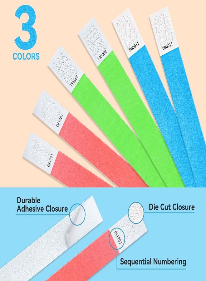 TsMADDTs 150PCS Paper Wristbands for Events Paper Wristbands Waterproof Printable Wrist Straps(Green, Blue, Red) - Image 3