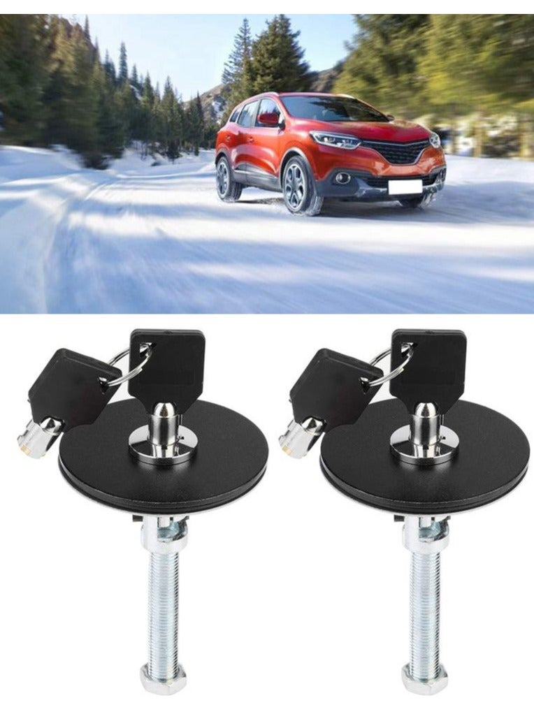 Universal Aluminum Alloy Car Hood Lock Kit with Safety Latch Pins - 2 Black Keys for Engine Cover - Image 3
