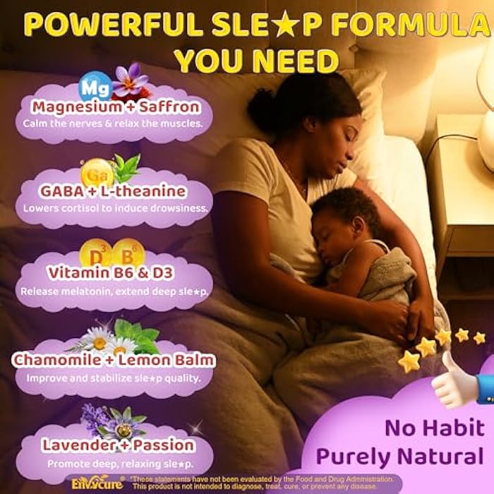 EnvyCure Kids Sleep Gummies - Magnesium Glycinate Saffron for kids w/ Vitamin B6 D3, L-Theanine, GABA, Chamomile, Methylate B12 for Peaceful Sleep, Relax Brain & Muscle, Bedtime Unwind, Melatonin Free,120 Cts - Image 5