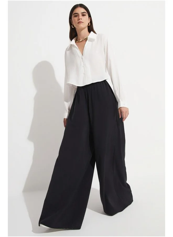 جون June Loose Elastic Waist Trouser Black