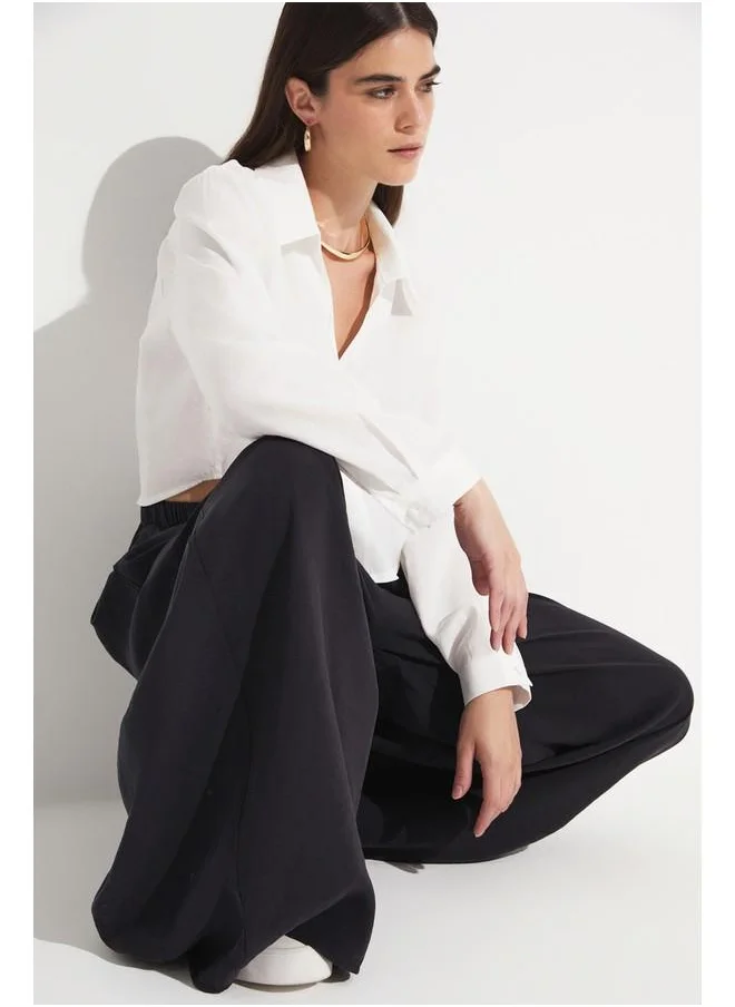 جون June Loose Elastic Waist Trouser Black