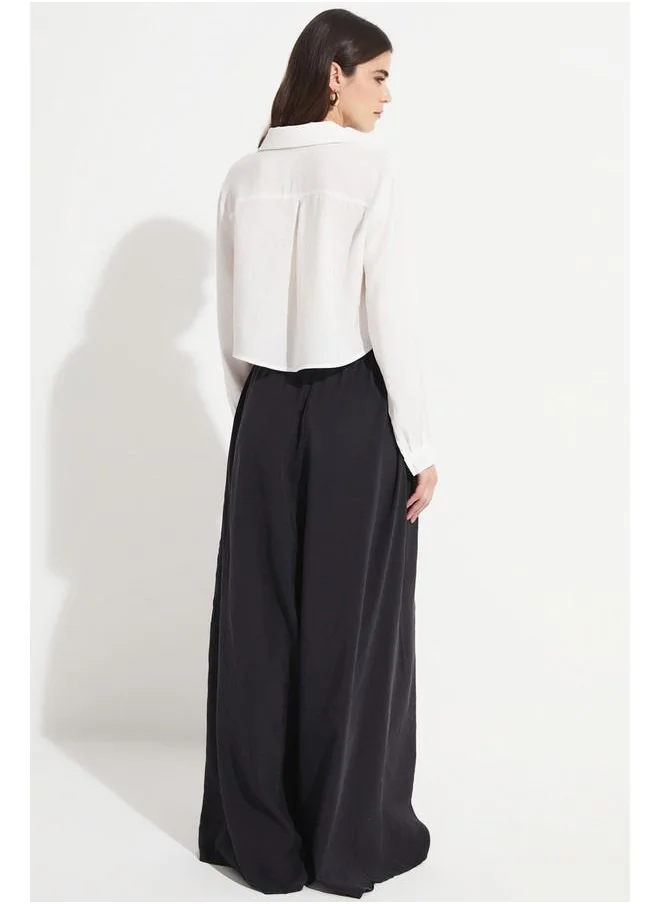جون June Loose Elastic Waist Trouser Black