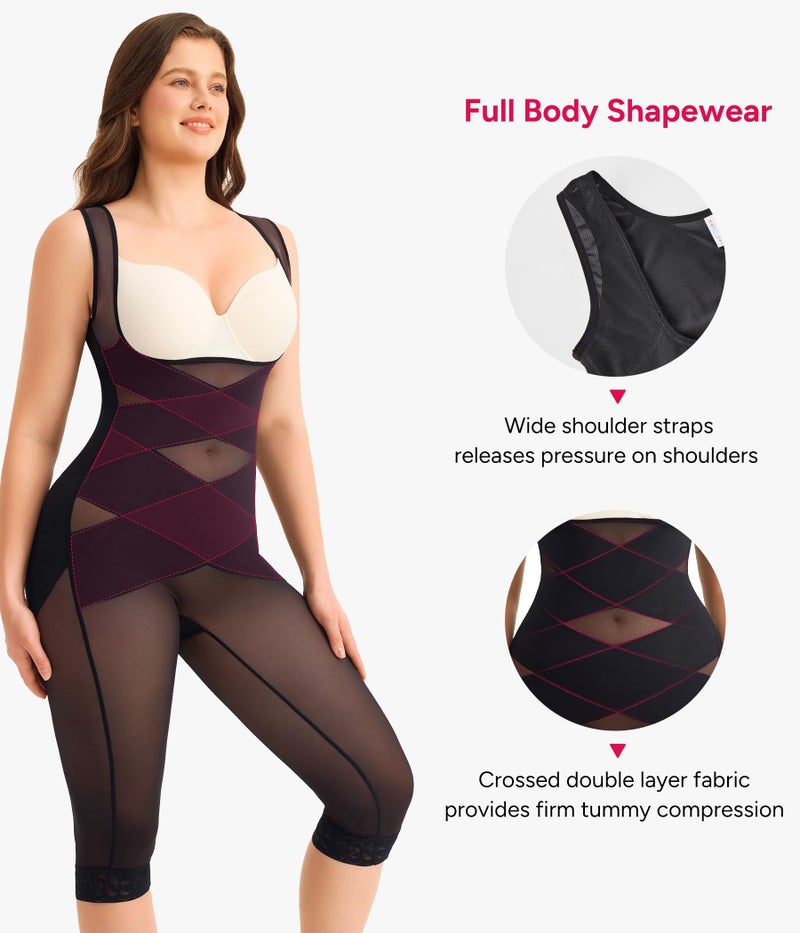 Nebility Bodysuit for Women Tummy Control Shapewear Faja Body Shaper Waist Trainer Open Bust Mid-Thigh Bodysuit - Image 3