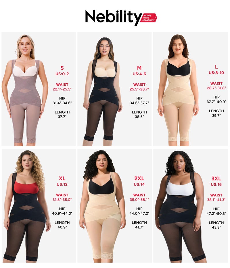 Nebility Bodysuit for Women Tummy Control Shapewear Faja Body Shaper Waist Trainer Open Bust Mid-Thigh Bodysuit - Image 5