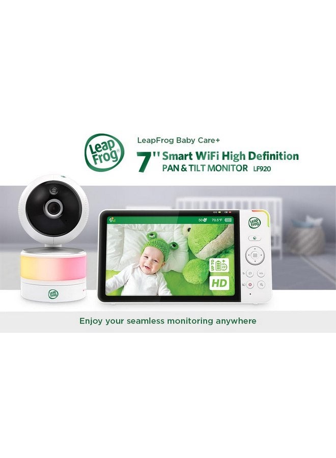 ليب فروغ جهاز مراقبة الأطفال LeapFrog LF920HD مع الكاميرا والصوت، شاشة LCD عالية الدقة مقاس 7 بوصات، رؤية ليلية ونهارية ملونة، دوران 360 درجة، تكبير 8 مرات، إضاءة ليلية، مستشعر درجة الحرارة والرطوبة، حتى 1000 قدم، نقل آمن بدون واي فاي - Image 2