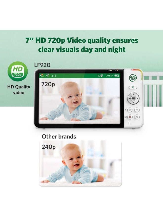 ليب فروغ جهاز مراقبة الأطفال LeapFrog LF920HD مع الكاميرا والصوت، شاشة LCD عالية الدقة مقاس 7 بوصات، رؤية ليلية ونهارية ملونة، دوران 360 درجة، تكبير 8 مرات، إضاءة ليلية، مستشعر درجة الحرارة والرطوبة، حتى 1000 قدم، نقل آمن بدون واي فاي - Image 3