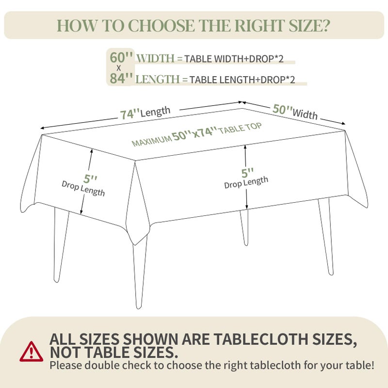BYDOLL Table Cloth White 60x84 Inch Tablecloth for 6 Foot Rectangle Tables Outdoor Washable Wrinkle Free and Spillproof Polyester Tablecloth for Festival Camping Picnic Party Cover - Image 2