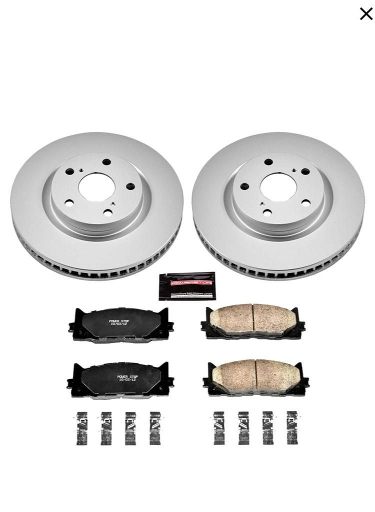 ستوب مجموعة فرامل أمامية من باور ستوب مع دوارات  وسادات فرامل من السيراميك لكزس كامري افلون - Image 3