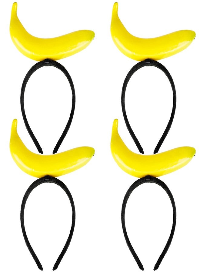 Fahacop 4 Pack Funny Banana Headbands Yellow Banana Fruit Headbands for Parties Halloween Cosplay Gag Gifts Photo Booth Props - Image 1
