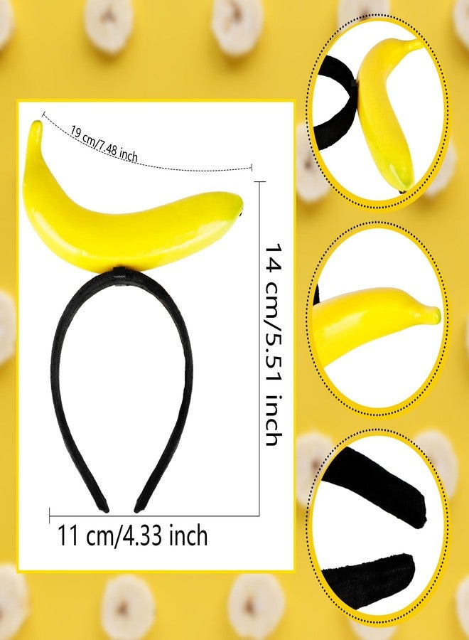 Fahacop 4 Pack Funny Banana Headbands Yellow Banana Fruit Headbands for Parties Halloween Cosplay Gag Gifts Photo Booth Props - Image 2