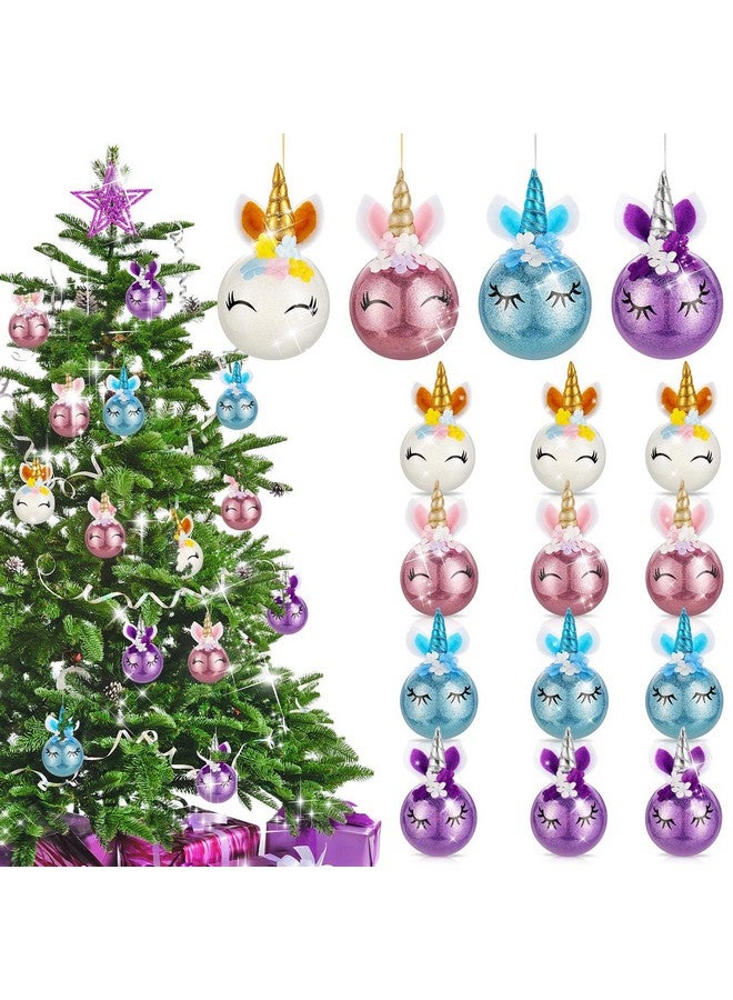 Charniol 12 Pcs Christmas Unicorn Ornaments Christmas Tree Hanging Decorations Multicolored Unicorn Balls for Unicorn Birthday Xmas Holiday Party Supplies - Image 1