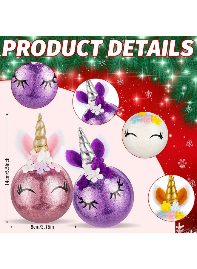 Charniol 12 Pcs Christmas Unicorn Ornaments Christmas Tree Hanging Decorations Multicolored Unicorn Balls for Unicorn Birthday Xmas Holiday Party Supplies - Image 2