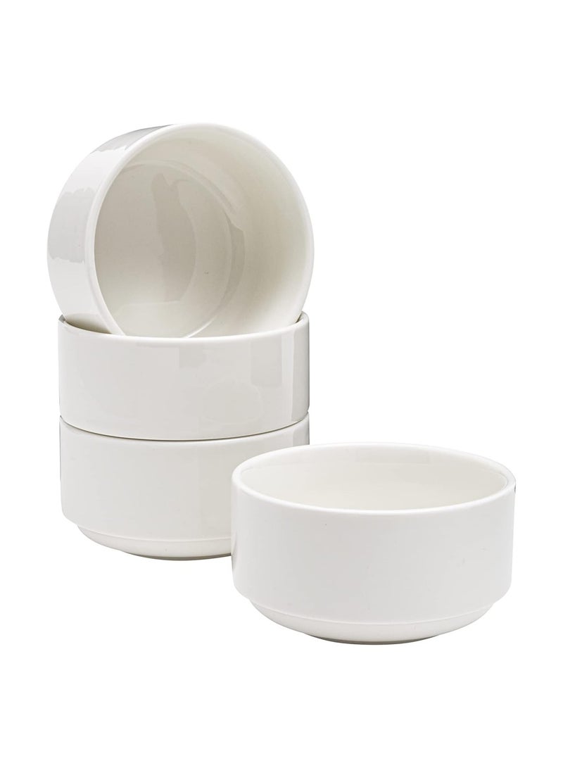 مجموعة أوعية حساء مكونة من 4 أوعية من البورسلين الأبيض - Image 1