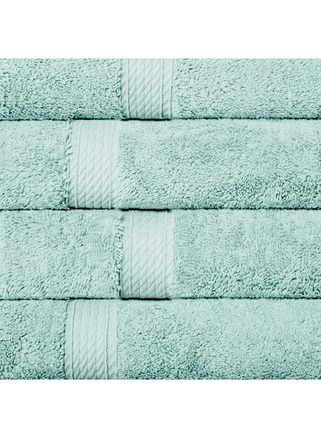 Superior Egyptian Cotton Pile Hand Towel Set of 4, Ultra Soft Luxury Towels, Thick Plush Essentials, Absorbent Heavyweight, Guest Bath, Hotel, Spa, Home Bathroom, Shower Basics, Sea Foam - Image 4