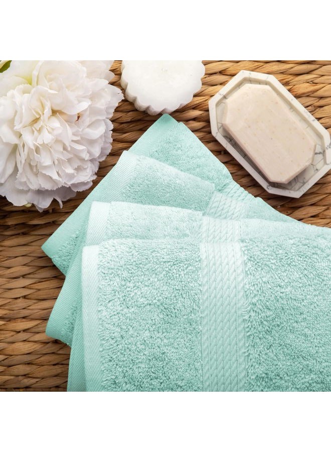 Superior Egyptian Cotton Pile Hand Towel Set of 4, Ultra Soft Luxury Towels, Thick Plush Essentials, Absorbent Heavyweight, Guest Bath, Hotel, Spa, Home Bathroom, Shower Basics, Sea Foam - Image 5