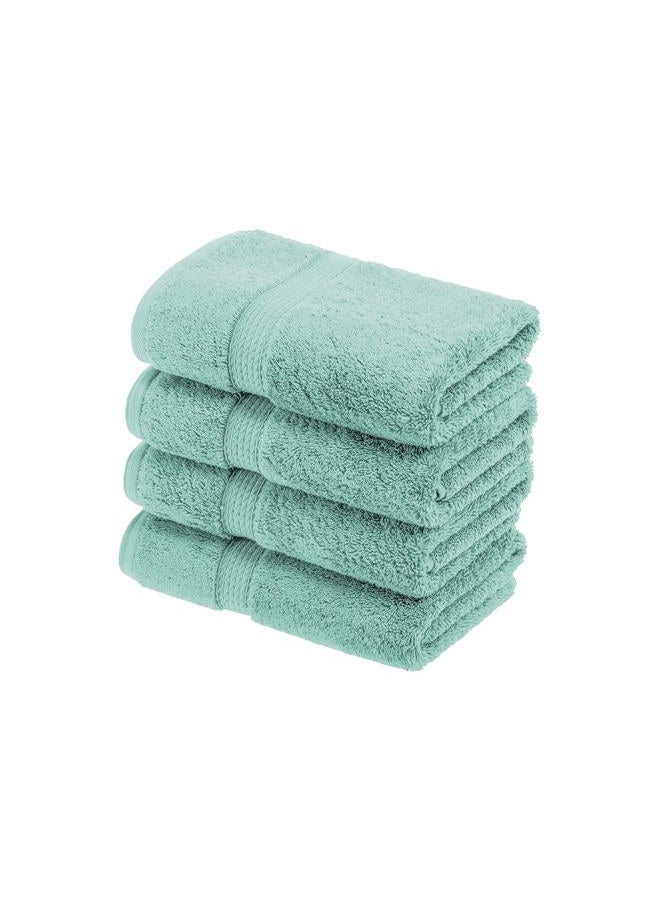 Superior Egyptian Cotton Pile Hand Towel Set of 4, Ultra Soft Luxury Towels, Thick Plush Essentials, Absorbent Heavyweight, Guest Bath, Hotel, Spa, Home Bathroom, Shower Basics, Sea Foam - Image 1