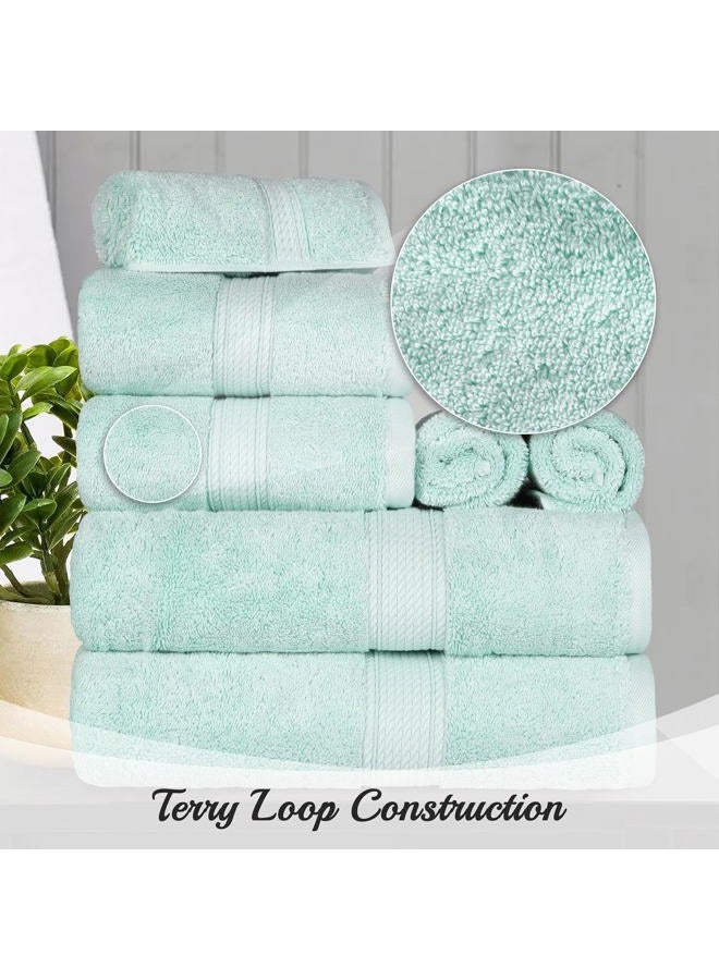 Superior Egyptian Cotton Pile Hand Towel Set of 4, Ultra Soft Luxury Towels, Thick Plush Essentials, Absorbent Heavyweight, Guest Bath, Hotel, Spa, Home Bathroom, Shower Basics, Sea Foam - Image 3
