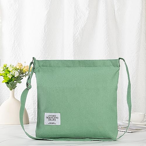 Covelin Women's Retro Large Size Canvas Shoulder Bag Hobo Crossbody Handbag Casual Tote Dark Sea Green - Image 4