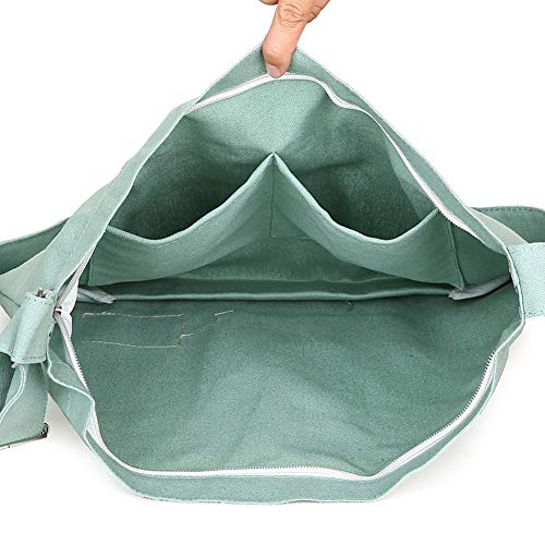 Covelin Women's Retro Large Size Canvas Shoulder Bag Hobo Crossbody Handbag Casual Tote Dark Sea Green - Image 5