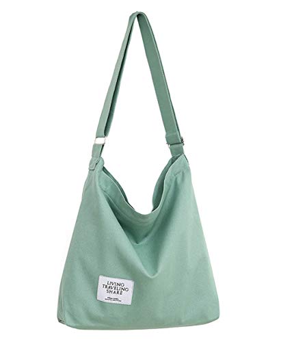 Covelin Women's Retro Large Size Canvas Shoulder Bag Hobo Crossbody Handbag Casual Tote Dark Sea Green - Image 1
